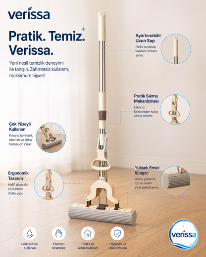 VERİSSA - Yeni Nesil Sıkma Mekanizmalı Kelebek Temizlik Mopu