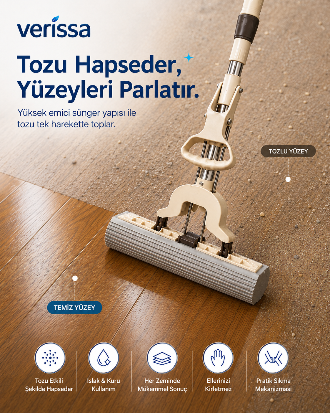 VERİSSA - Yeni Nesil Sıkma Mekanizmalı Kelebek Temizlik Mopu